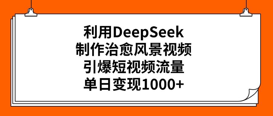 利用DeepSeek制作治愈风景视频,引爆短视频流量,单日变现1000+