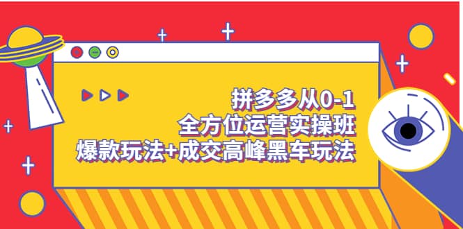拼多多从0-1全方位运营实操班:爆款玩法+成交高峰黑车玩法(价值1280)