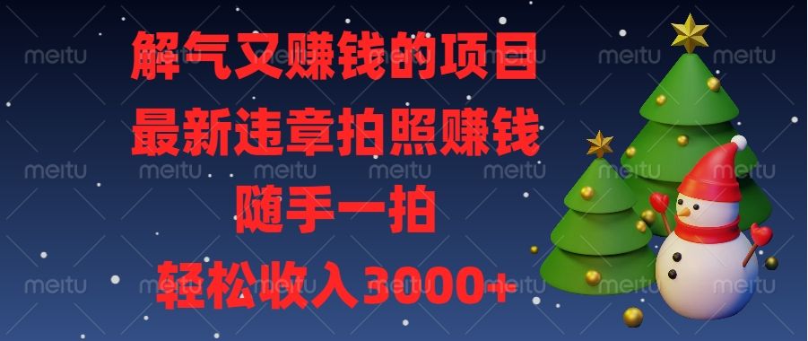 最新违章拍照赚钱,随手一拍,解气又赚钱的项目,轻松收入3000+