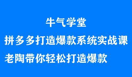 牛气学堂拼多多打造爆款系统实战课,老陶带你轻松打造爆款