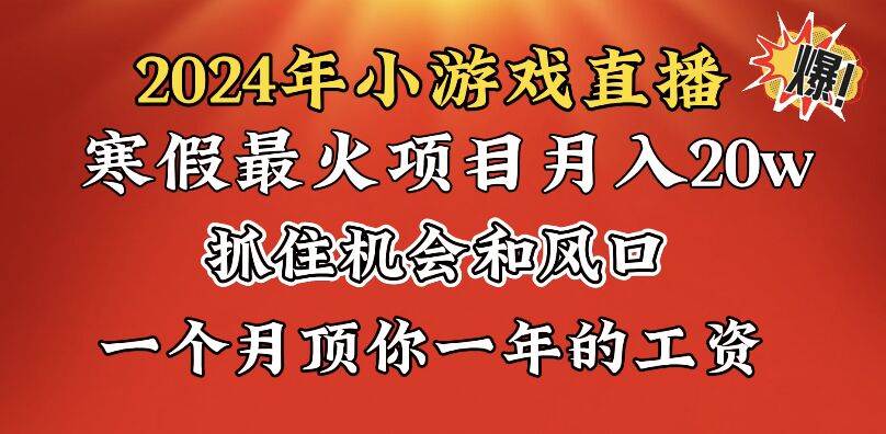 2024年寒假爆火项目,小游戏直播月入20w+,学会了之后你将翻身