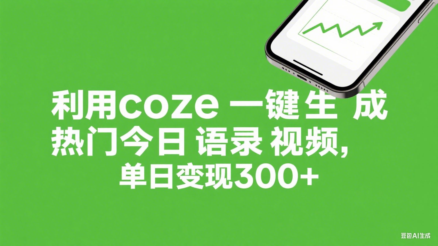 利用coze一键生成热门今日语录视频，单日变现300+