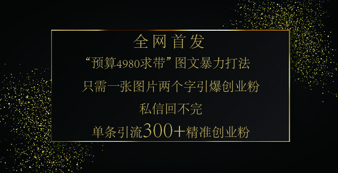 小红书,“预算 4980 带我飞” 的神奇图片引流法,堪称涨粉核武器!只需一张图,就能单条笔记凭借此方法,轻松引流 300 + 精准创业粉!