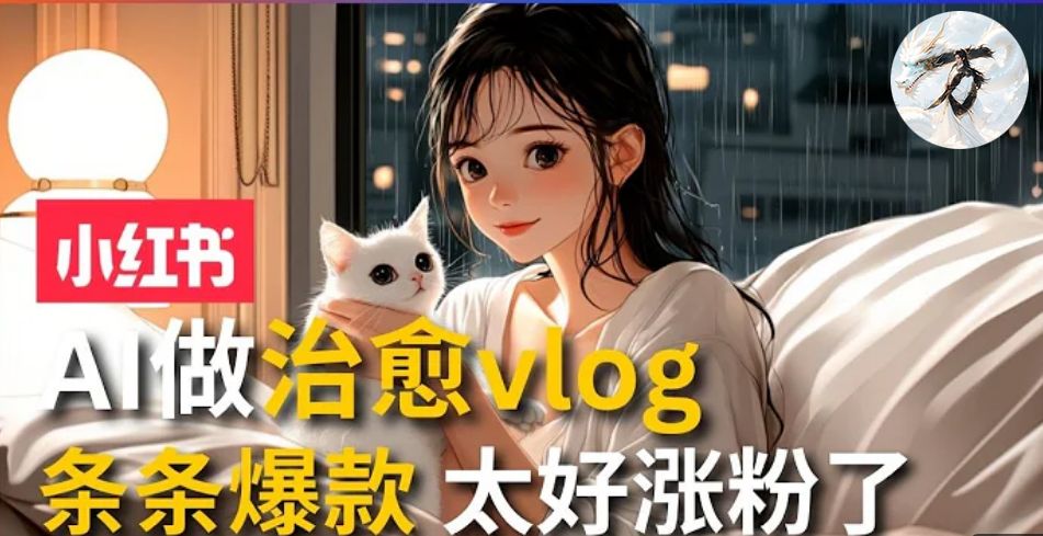 AI治愈系vlog动画视频,小红书7天 涨粉破千,商单报价1500+,0成本制作,日入2000+,有手就会