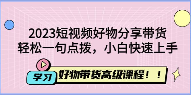 2023短视频好物分享带货,好物带货高级课程,轻松一句点拨,小白快速上手