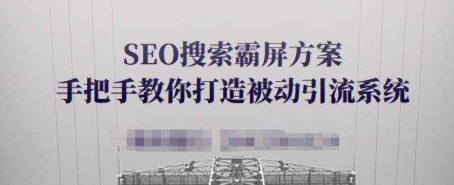 SEO搜索霸屏方案,手把手教你打造被动引流系统【视频课程】