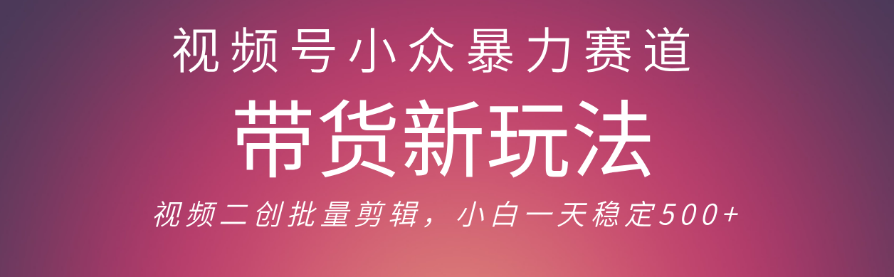 视频号小众暴力赛道,最新带货玩法 小白也能轻松日入500+ 保姆及教程