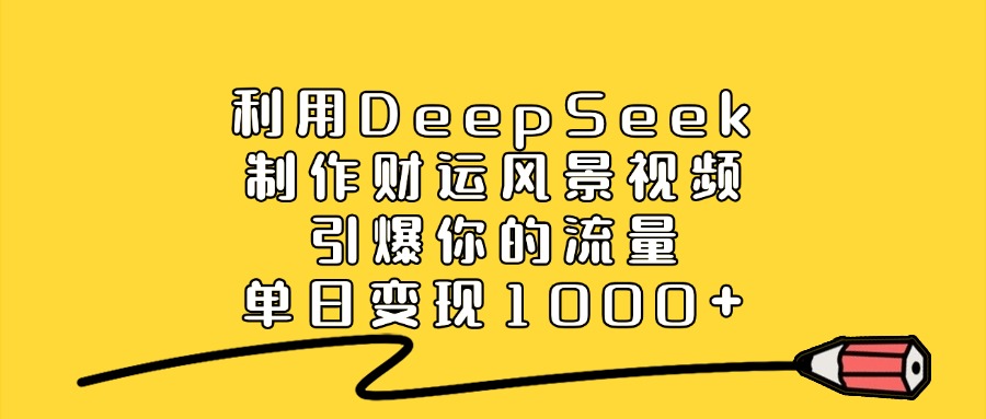 利用DeepSeek制作财运风景视频,直接引爆你的流量,单日变现1000+