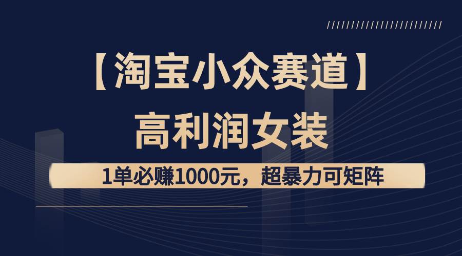 【淘宝小众赛道】高利润女装:1单必赚1000元,超暴力可矩阵