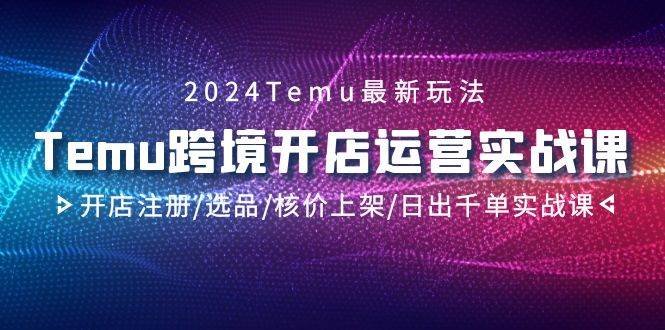 2024Temu跨境开店运营实战课,开店注册/选品/核价上架/日出千单实战课
