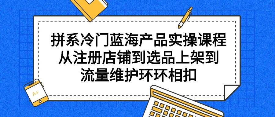 拼系冷门蓝海产品实操课程,从注册店铺到选品上架到流量维护环环相扣