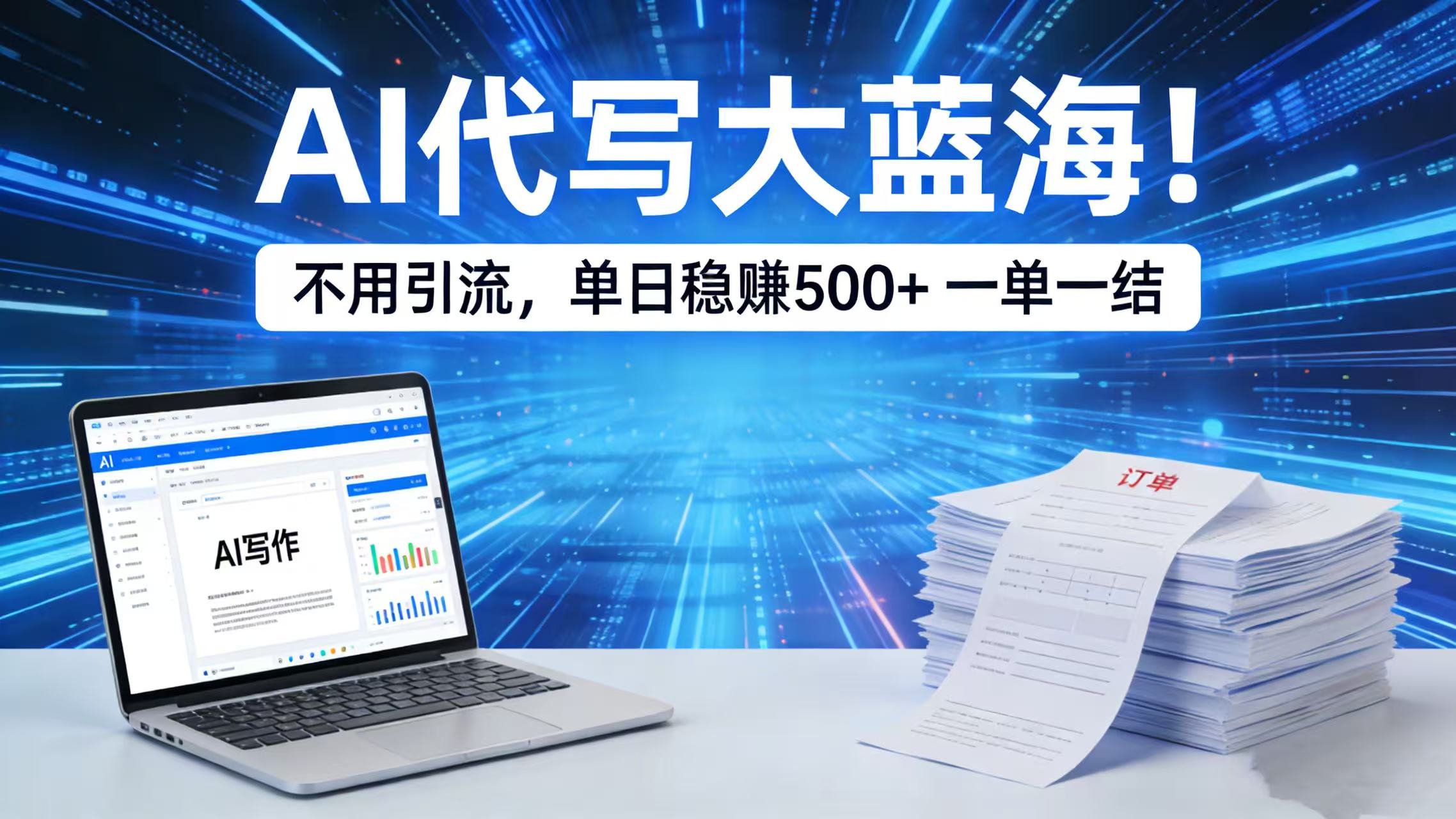 AI 代写大蓝海！不用引流，单日稳赚 500 + 一单一结