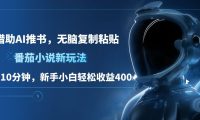 番茄小说新玩法，借助AI推书，无脑复制粘贴，每天10分钟，新手小白轻松收益400+