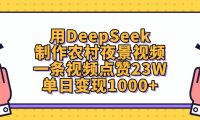 用DeepSeek制作，农村夜景视频，一条视频点赞23W，单日变现1000+