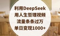 利用DeepSeek用人生哲理视频,流量条条过万,单日变现1000+
