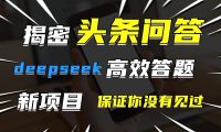 头条问答,新玩法!保证你没见过!用DeepSeek去高效答题,一个账号一天几百块轻轻松松