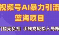 刷屏了！视频号AI暴力引流蓝海项目，0门槛无负担，手残党轻松入局赚钱