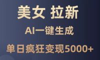 美女暴力拉新,通过AI一键生成,单日疯狂变现5000+,纯小白一学就会!