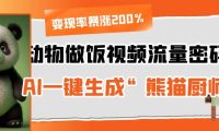 动物做饭视频流量密码！AI一键生成“熊猫厨师”，变现率暴涨200%