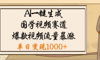 爆涨流量的全新赛道,【国学视频赛道】利用AI便可免费生成啦