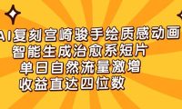 AI复刻宫崎骏手绘质感动画,智能生成治愈系短片,单日自然流量激增,收益直达四位数