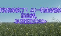 农村夜景杀疯了!AI一键生成治愈系慢生活,单日狂赚1000+