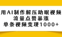 用AI制作解压助眠视频,流量点赞暴涨,单条视频变现1000+