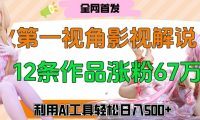 爆火第一人称视角影视解说,12条作品涨粉67万,巧用AI工具,轻松日入500+