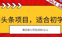 AI头条项目，适合初学者，次日开始盈利，每日收入可达2000元以上