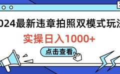 2024最新违章拍照双模式玩法，实操日入1000+