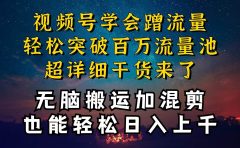 都知道视频号是红利项目，可你为什么赚不到钱，深层揭秘加搬运混剪起号...