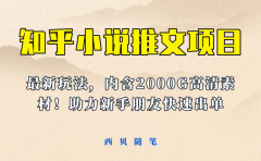 最近外面卖980的小说推文变现项目：新玩法更新，更加完善，内含2500G素材