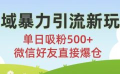 私域暴力引流新玩法!单日吸粉500+,微信好友直接爆仓