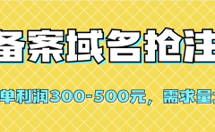 【全网首发】备案域名抢注，一单利润300-500元，需求量大