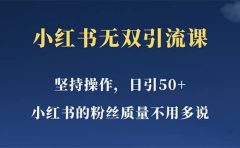 小红书无双课一天引50+女粉，不用做视频发视频，小白也很容易上手拿到结果