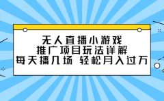 无人直播小游戏推广项目玩法详解【视频课程】