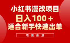 小红书风口项目日入 100+，小红书漫改头像项目，适合新手操作