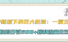 公众号新规下的巨大机遇:轻松日引500+粉和流量主双方收益,一篇文章引爆流量
