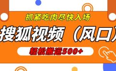 搜狐视频,新风口,1天200-500收益,抓紧吃肉!