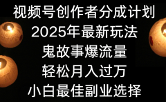 视频号创作者分成计划，2025年最新玩法鬼故事爆流量，小白轻松上手，副业的绝佳选择，轻松月入过万