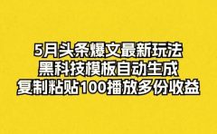 5月头条爆文最新玩法，黑科技模板自动生成，复制粘贴100播放多份收益