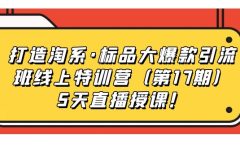 打造淘系·标品大爆款引流班线上特训营5天直播授课！