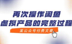某公众号付费文章，再次操作闲鱼虚拟产品的完整过程