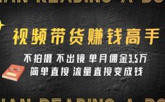 视频带货赚钱高手课程：不拍摄 不出镜 单月佣金3.5w 简单直接 流量直接变钱