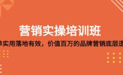 营销实操培训班：简单实用-落地有效，价值百万的品牌营销底层逻辑