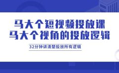 马大个短视频投放课，马大个视角的投放逻辑，32分钟讲清楚投放所有逻辑