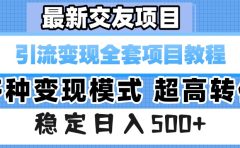 最新交友项目 引流变现全套项目教程 多种变现模式 超高转化 稳定日入500+