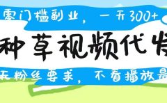种草视频代发，无门槛日入300+，无粉丝要求，不看播放量