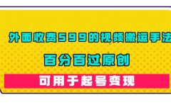 外面收费599的视频搬运手法，百分百过原创，可用起号变现