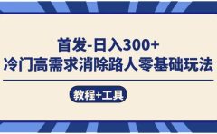 首发日入300+  冷门高需求消除路人零基础玩法（教程+工具）